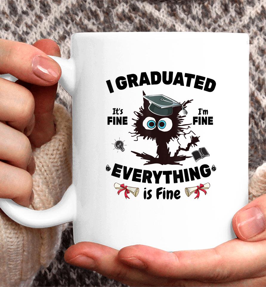 I Graduated Graduate Class 2023 Funny Black Cat Graduation Coffee Mug