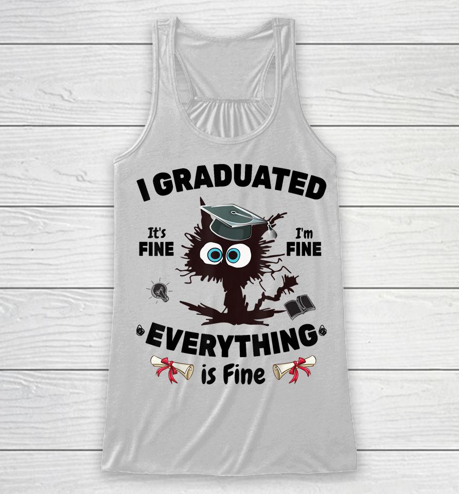 I Graduated Graduate Class 2023 Funny Black Cat Graduation Racerback Tank