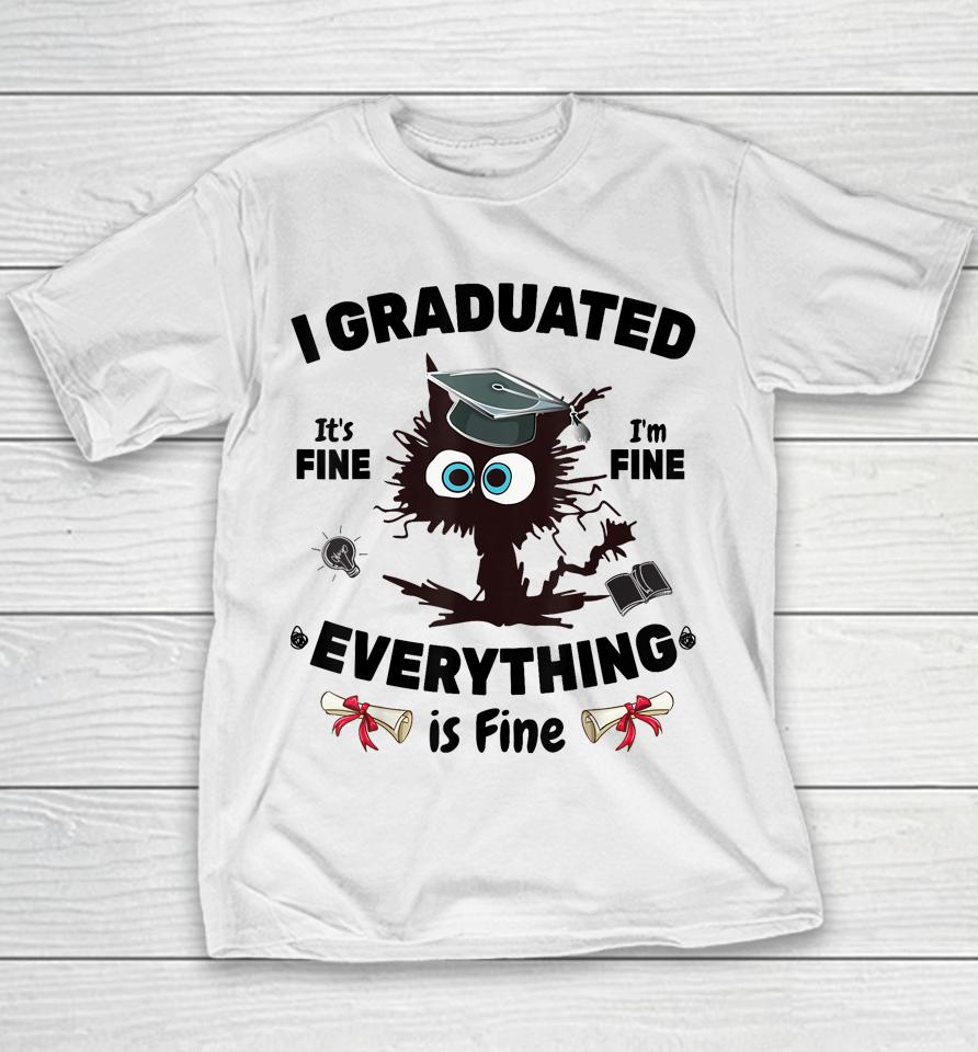 I Graduated Graduate Class 2023 Funny Black Cat Graduation Youth T-Shirt
