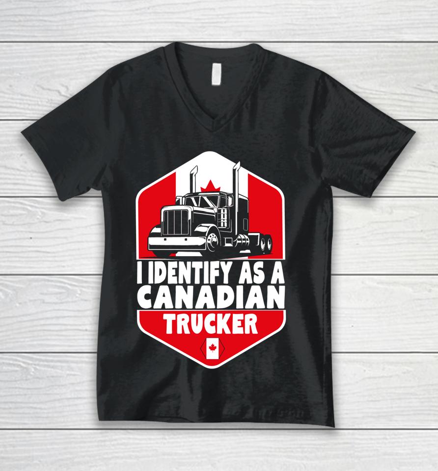 I Identify As A Canadian Trucker Freedom Convoy Unisex V-Neck T-Shirt