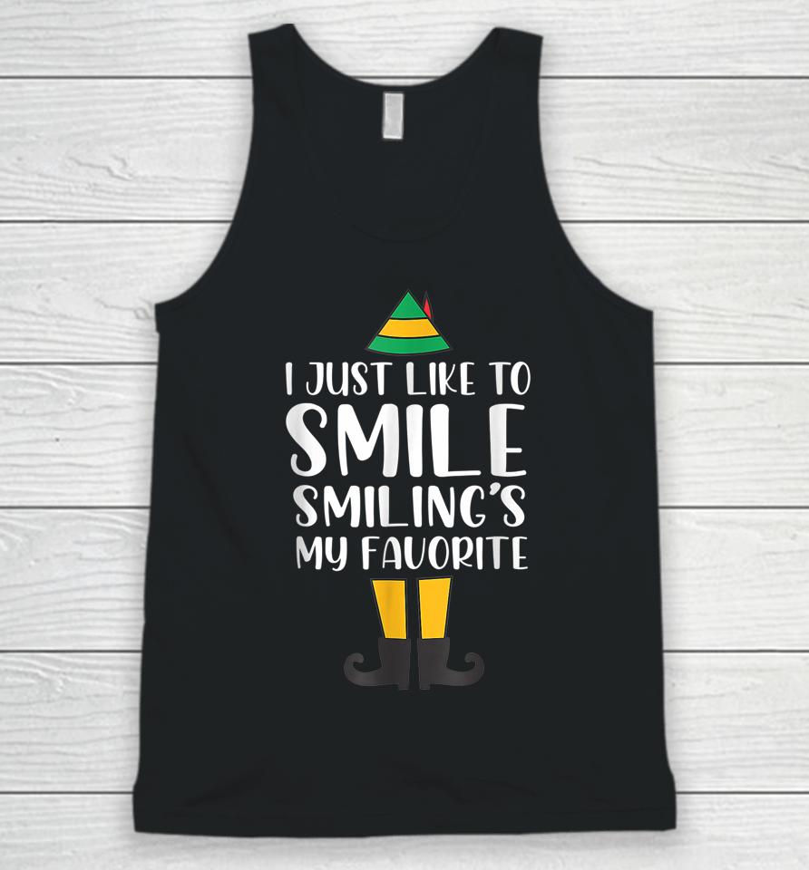 I Just Like To Smile Smiling's My Favorite Christmas Elf Buddy Unisex Tank Top