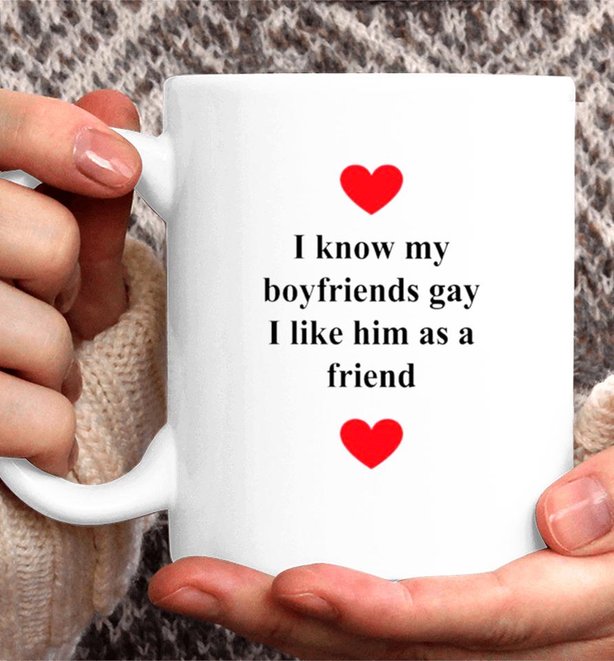 I Know My Boyfriends Gay I Like Him As A Friend Coffee Mug