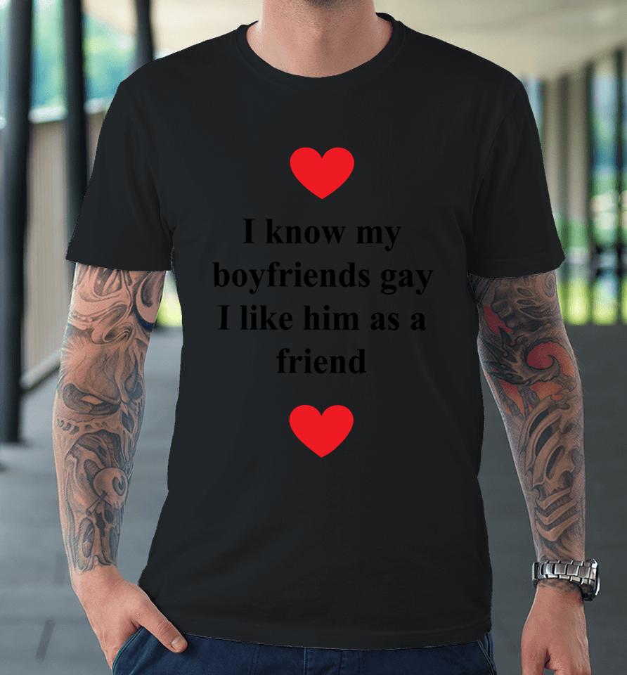 I Know My Boyfriends Gay I Like Him As A Friend Premium T-Shirt