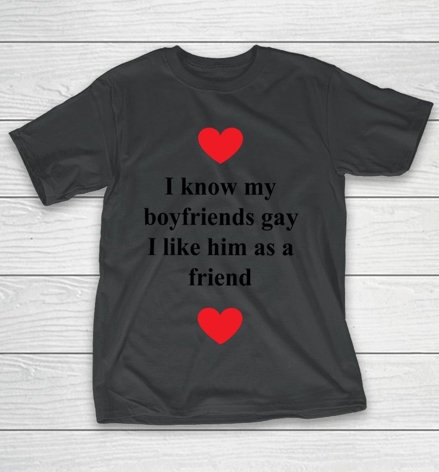 I Know My Boyfriends Gay I Like Him As A Friend T-Shirt
