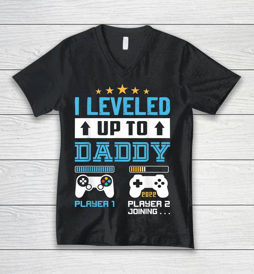 I Leveled Up To Daddy Soon To Be Dad Unisex V-Neck T-Shirt