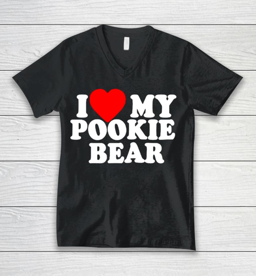 I Love 3 My Pookie Bear Unisex V-Neck T-Shirt