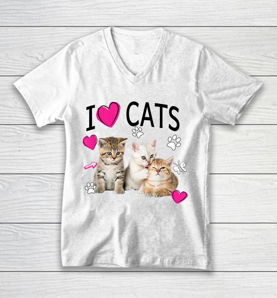 I Love Cats Unisex V-Neck T-Shirt