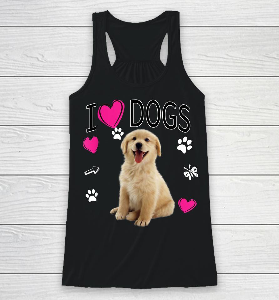 I Love Dogs Shirt - Golden Labrador Retriever Racerback Tank