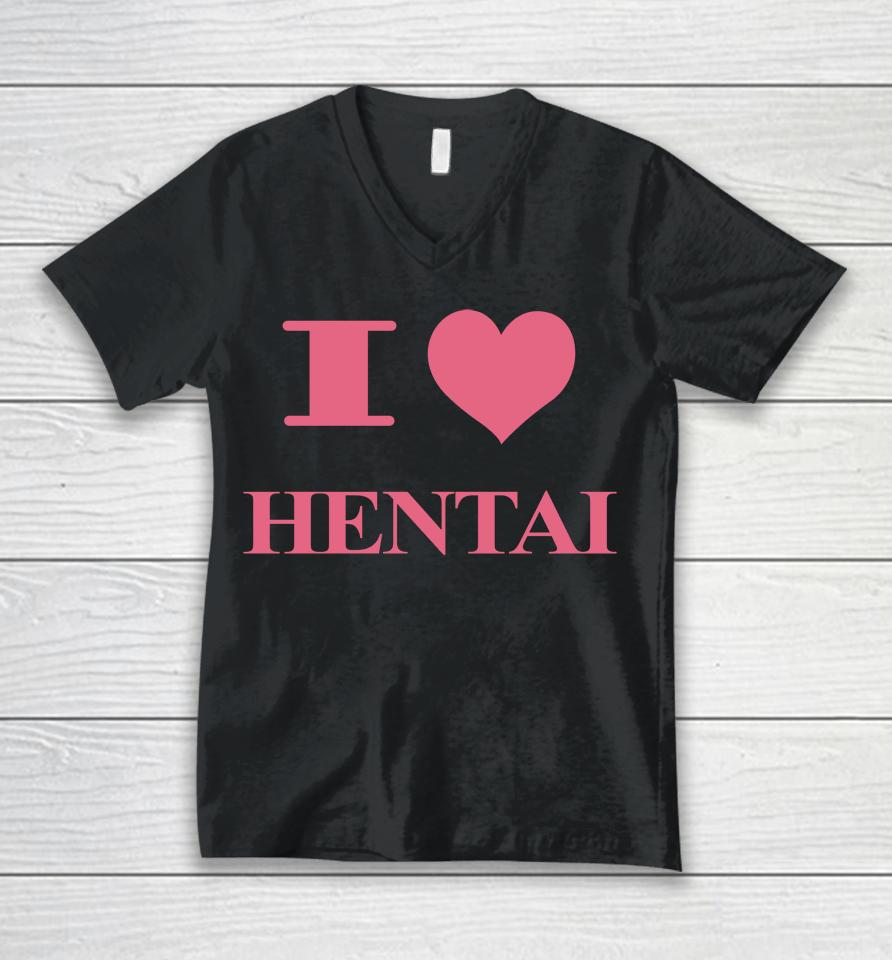 I Love Hentai Harddrivemag Unisex V-Neck T-Shirt