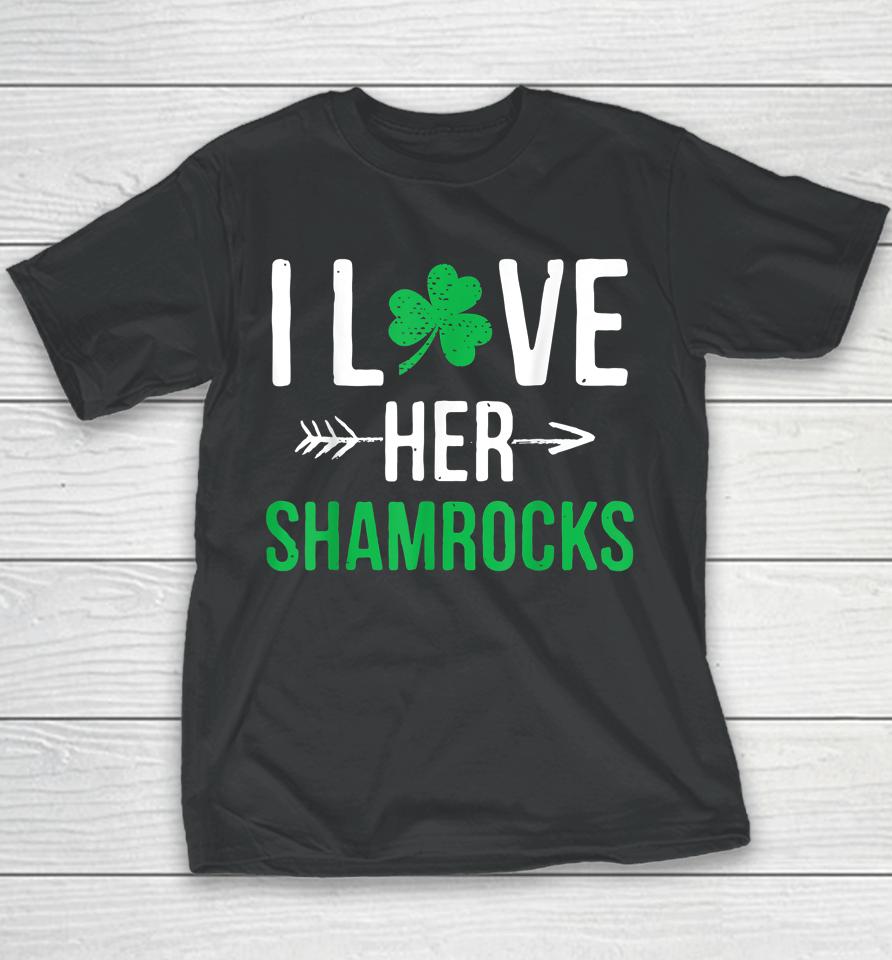 I Love Her Shamrocks St Patrick's Day Couples Youth T-Shirt