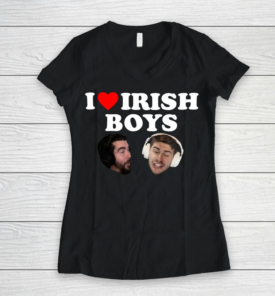 I Love Irish Boys Nogla Terroriser Women V-Neck T-Shirt