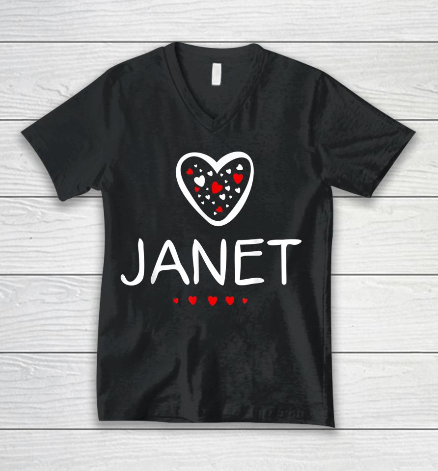 I Love Janet T-Shirt I Heart Janet Unisex V-Neck T-Shirt