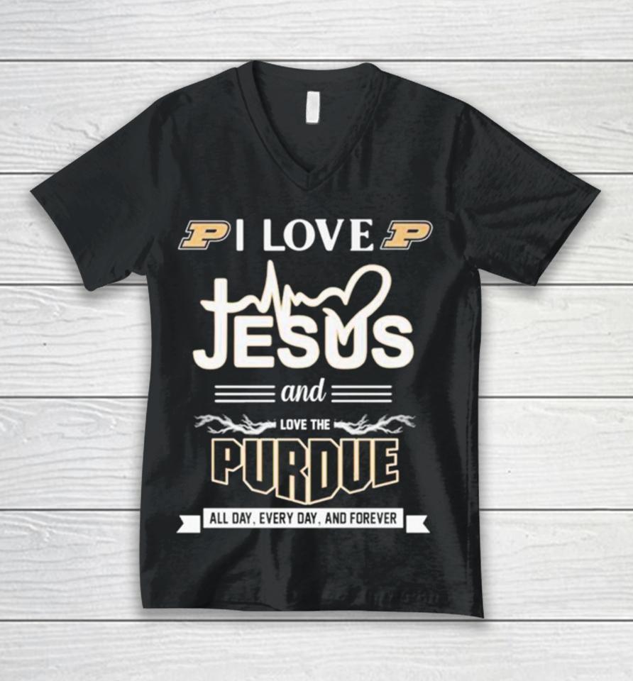 I Love Jesus And Love The Purdue All Day Every Day And Forever Unisex V-Neck T-Shirt