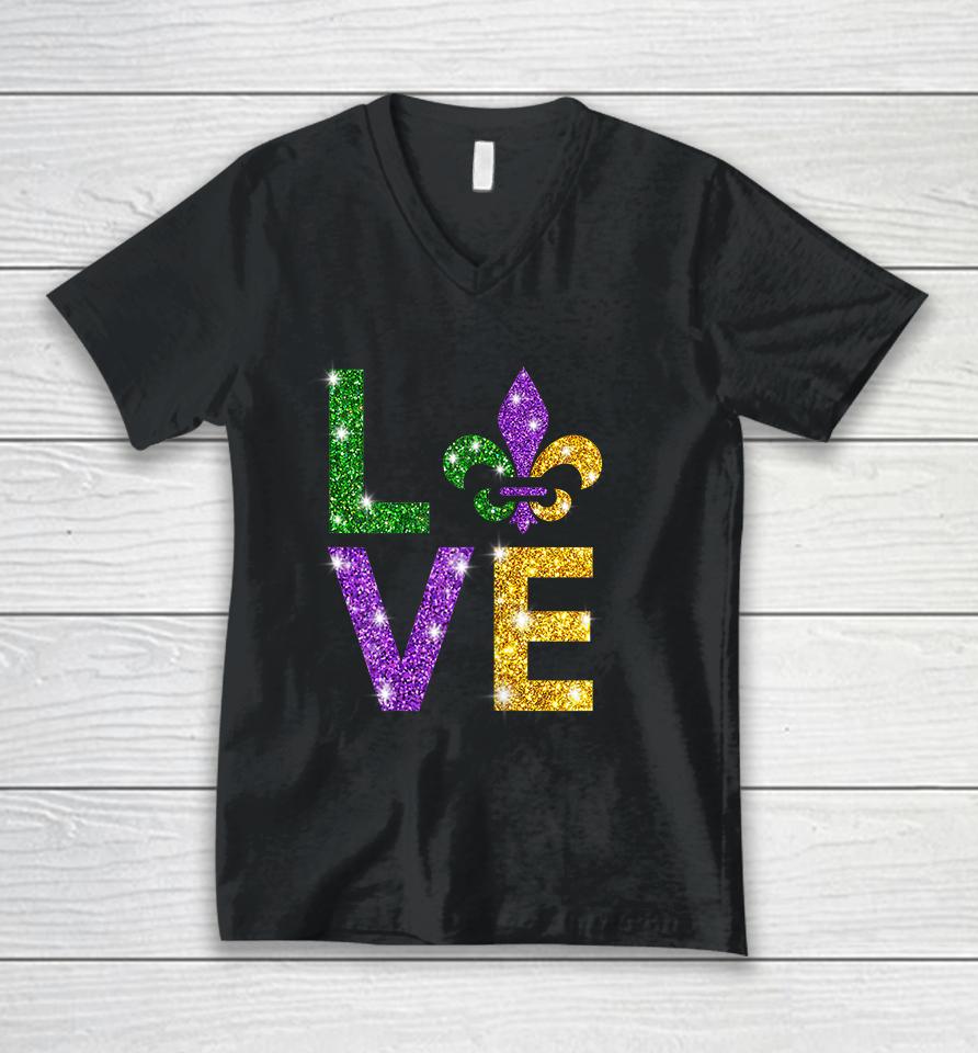 I Love Mardi Gras Unisex V-Neck T-Shirt