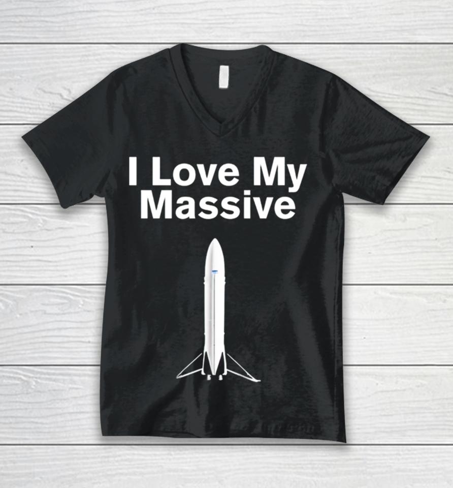 I Love Massive Rocket Starship Unisex V-Neck T-Shirt