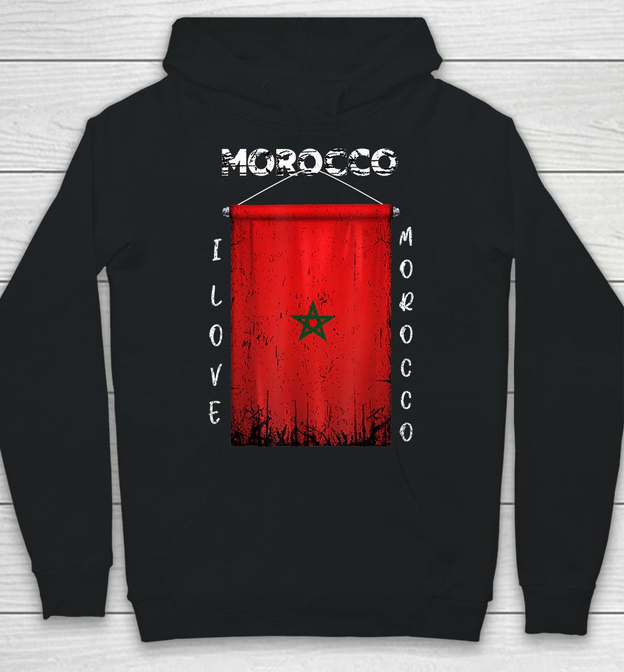 I Love Morocco Flag Vintage Hoodie