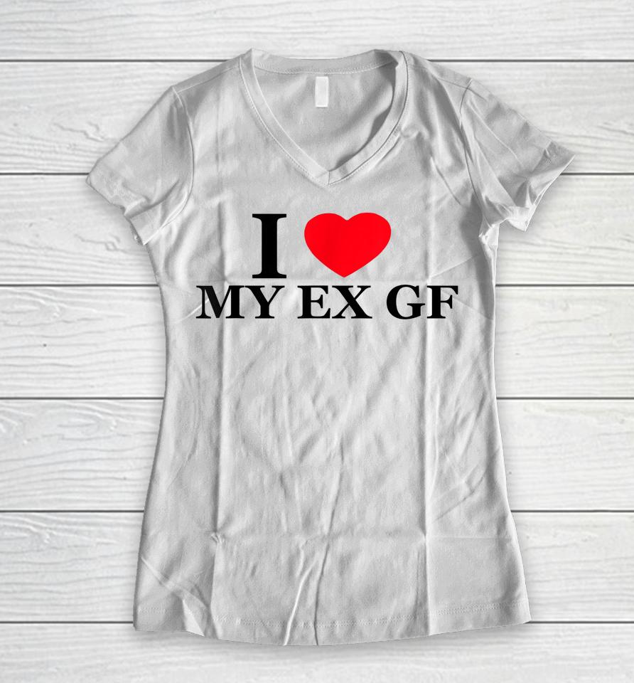 I Love My Ex Girlfriend Red Heart Trendy Women V-Neck T-Shirt