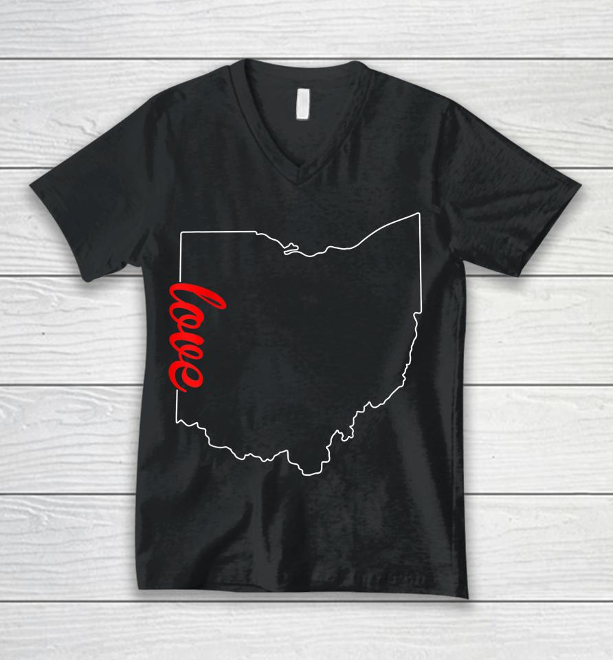 I Love My Ohio Oh Buckeye State Home Funny Distressed Unisex V-Neck T-Shirt