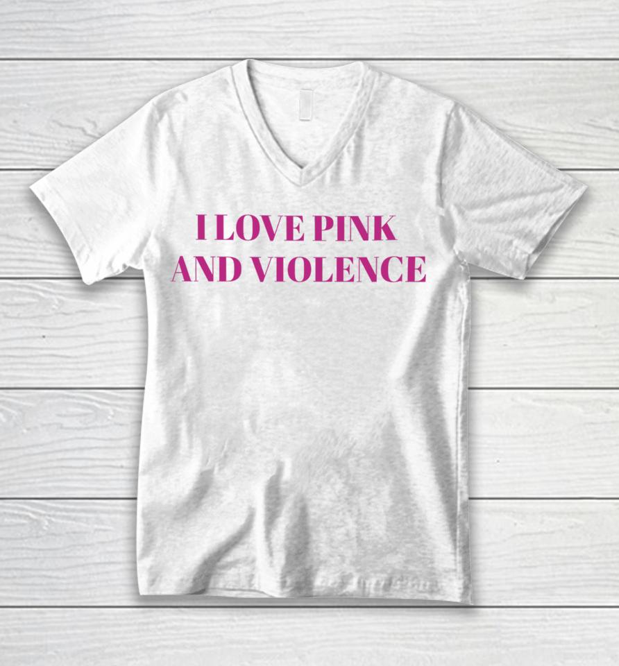 I Love Pink And Violent Unisex V-Neck T-Shirt