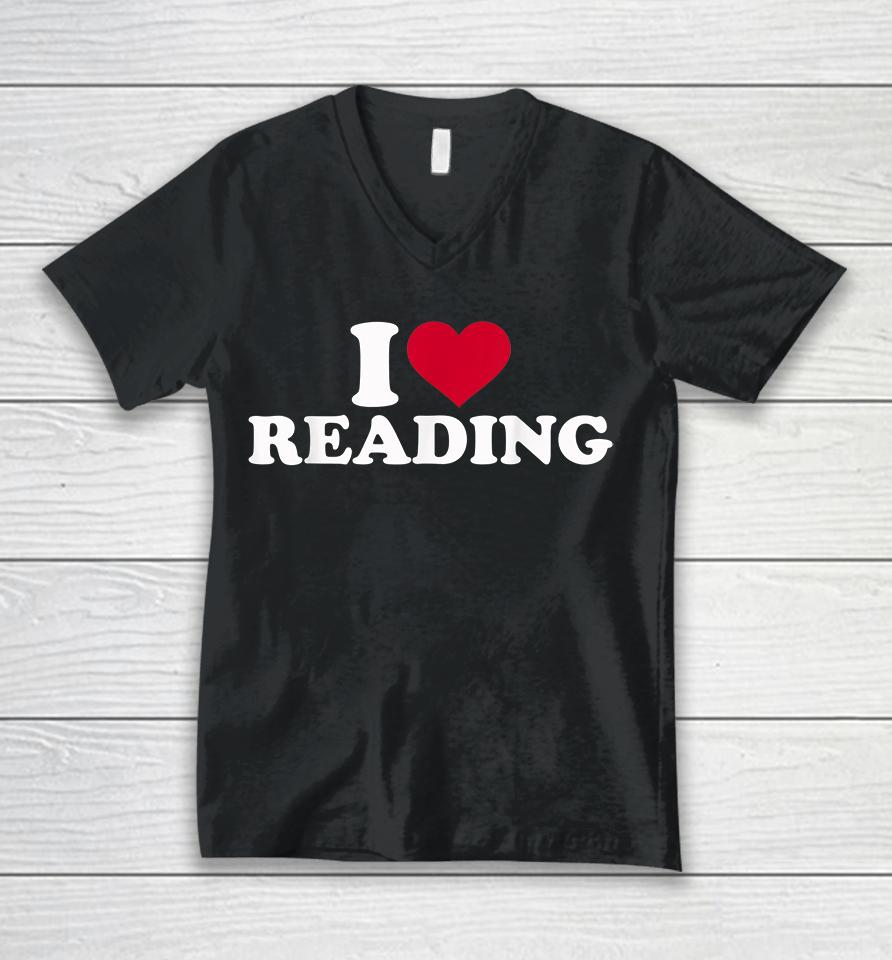 I Love Reading Unisex V-Neck T-Shirt