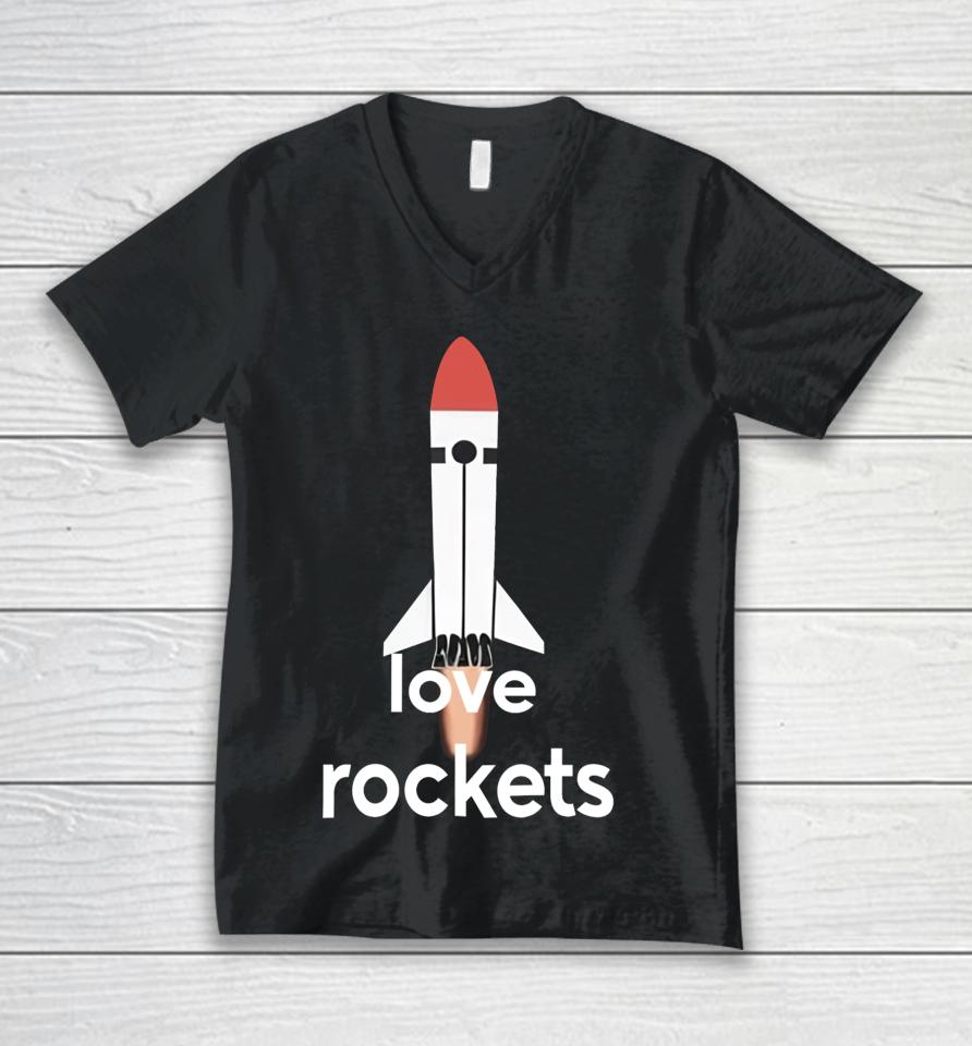 I Love Rockets Unisex V-Neck T-Shirt