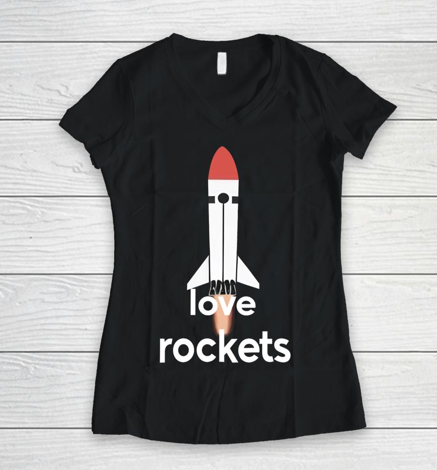 I Love Rockets Women V-Neck T-Shirt