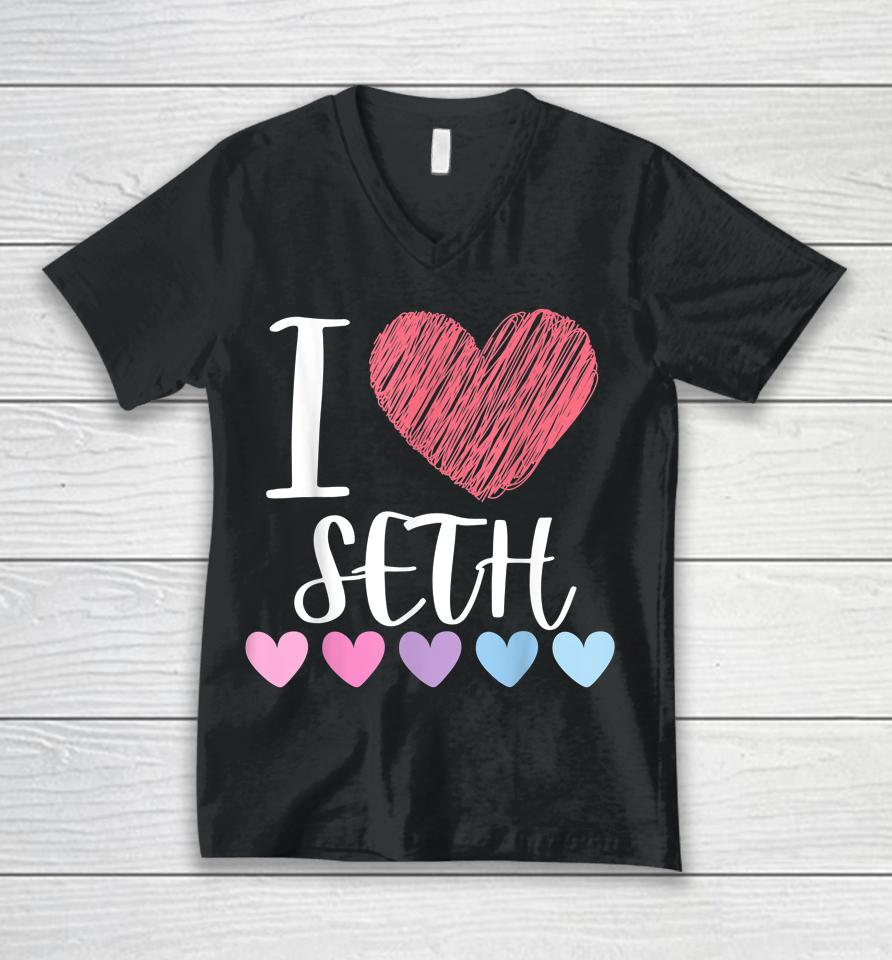 I Love Seth Unisex V-Neck T-Shirt