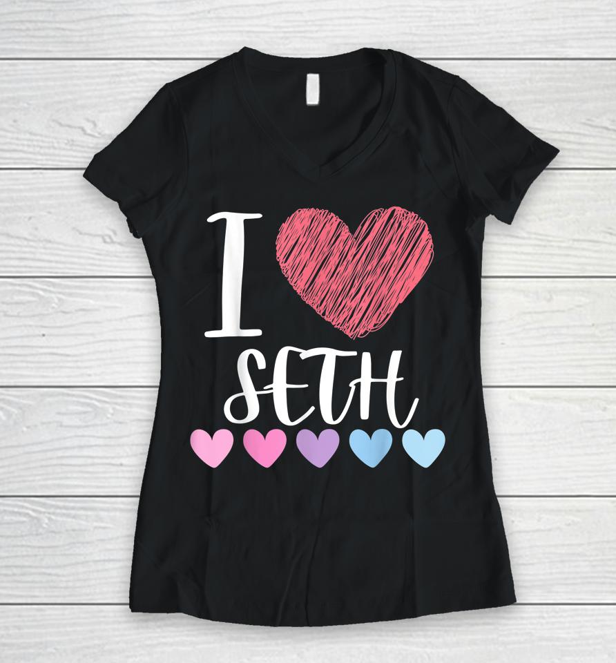 I Love Seth Women V-Neck T-Shirt