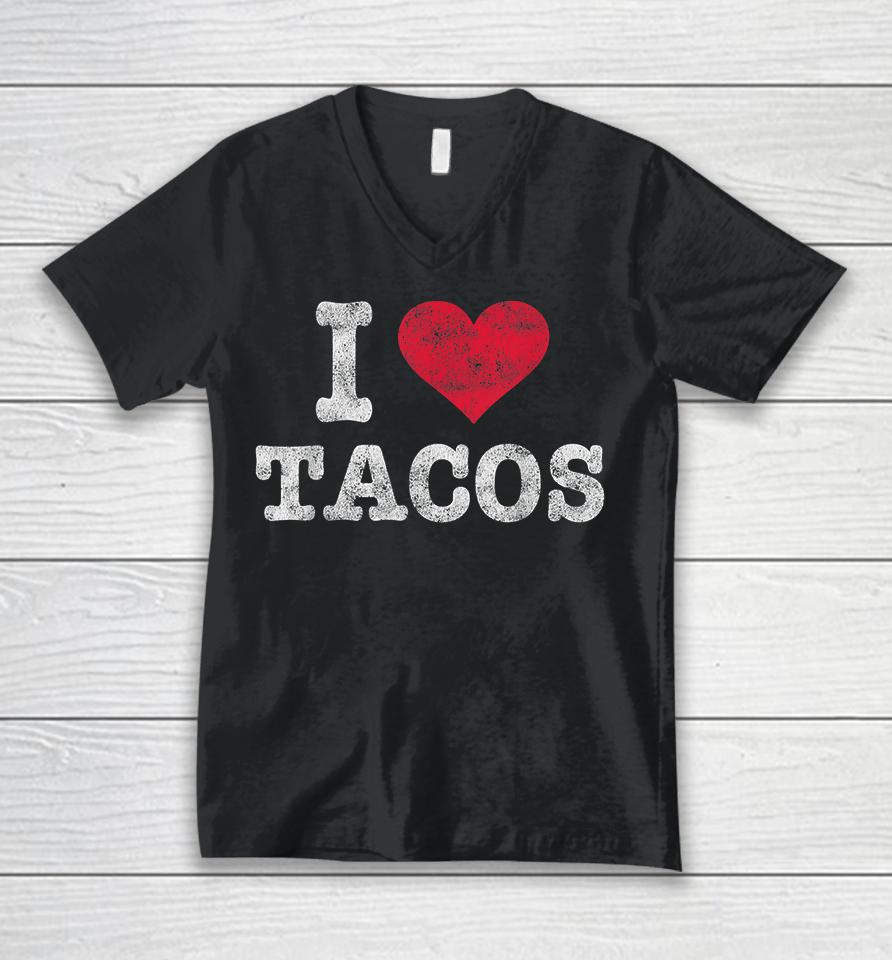 I Love Tacos Vintage Unisex V-Neck T-Shirt
