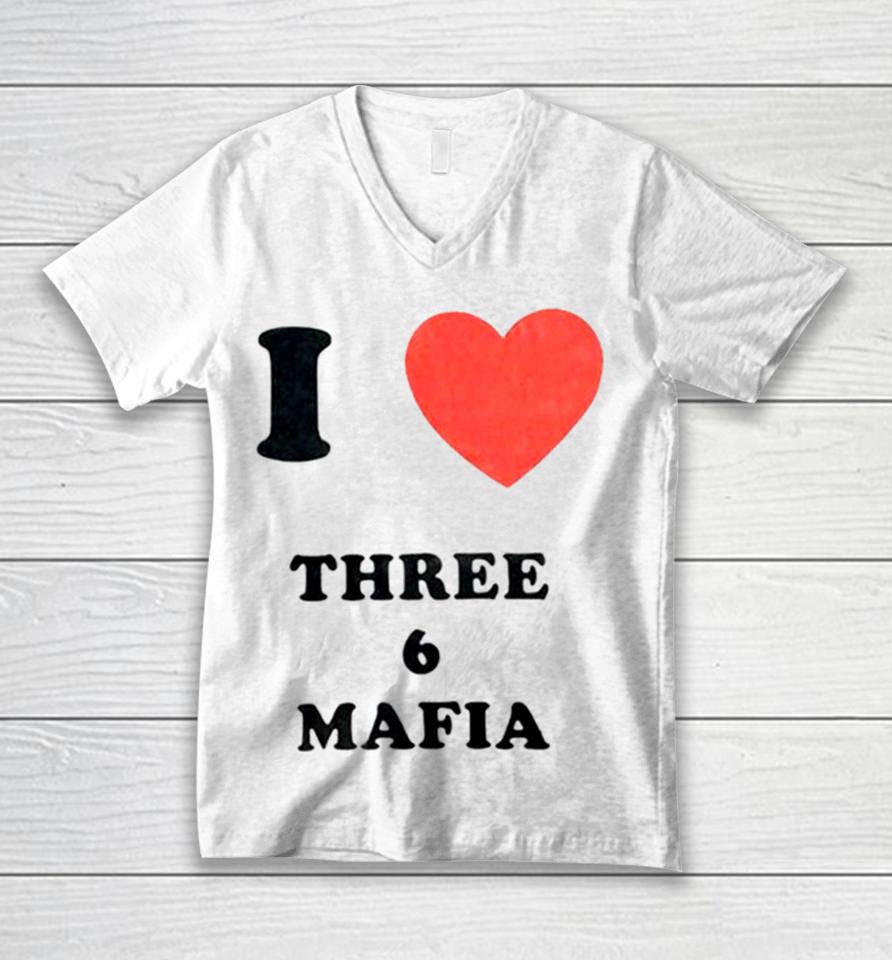 I Love Three 6 Mafia Unisex V-Neck T-Shirt