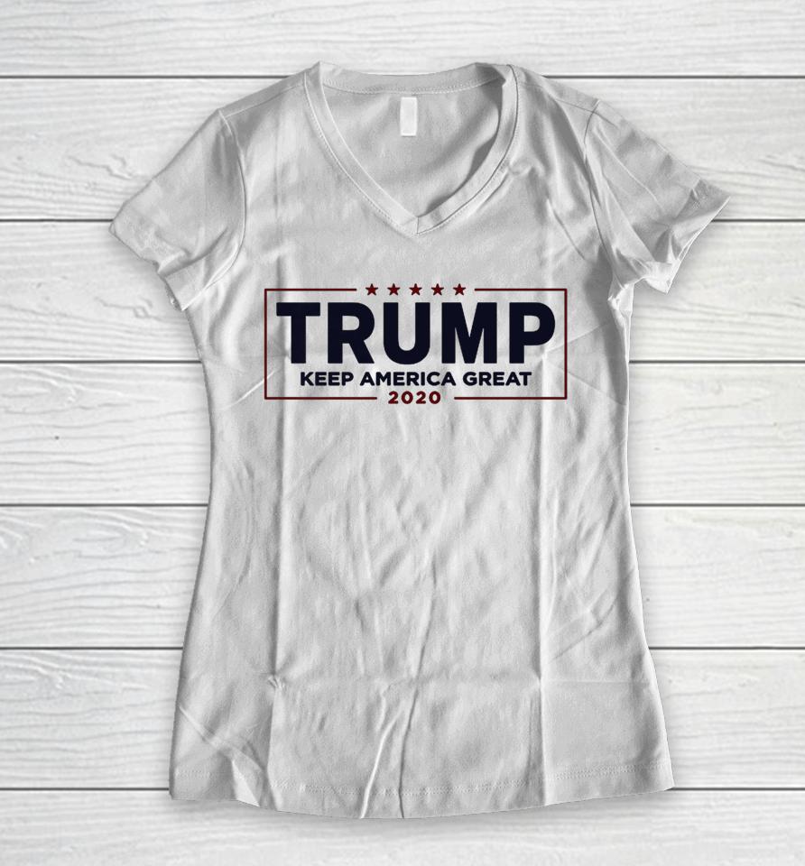 I Love Trump Keep America Great 2020 Women V-Neck T-Shirt