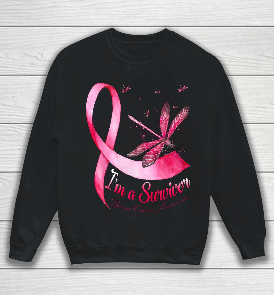 I M A Survivor Dragonfly Breast Cancer Awareness Sweatshirt