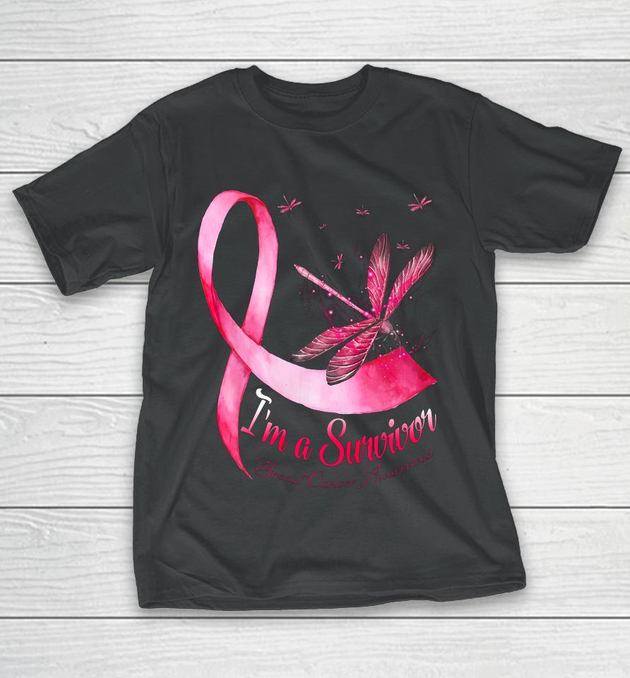 I M A Survivor Dragonfly Breast Cancer Awareness T-Shirt