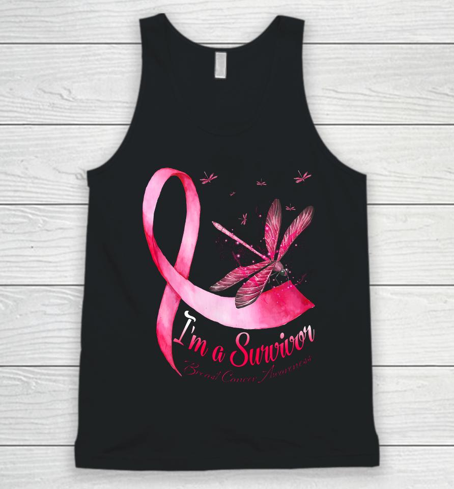 I M A Survivor Dragonfly Breast Cancer Awareness Unisex Tank Top