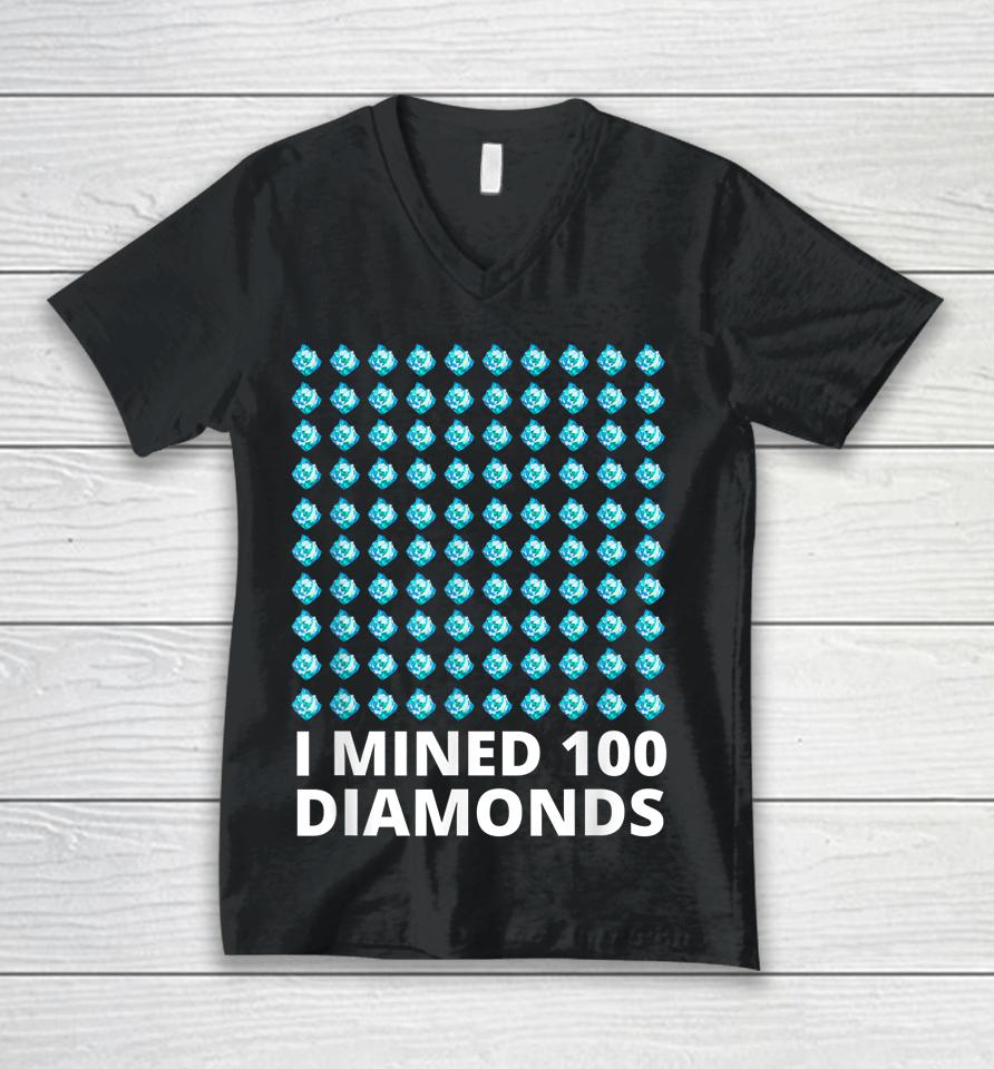I Mined 100 Diamonds 100 Days Of School Unisex V-Neck T-Shirt
