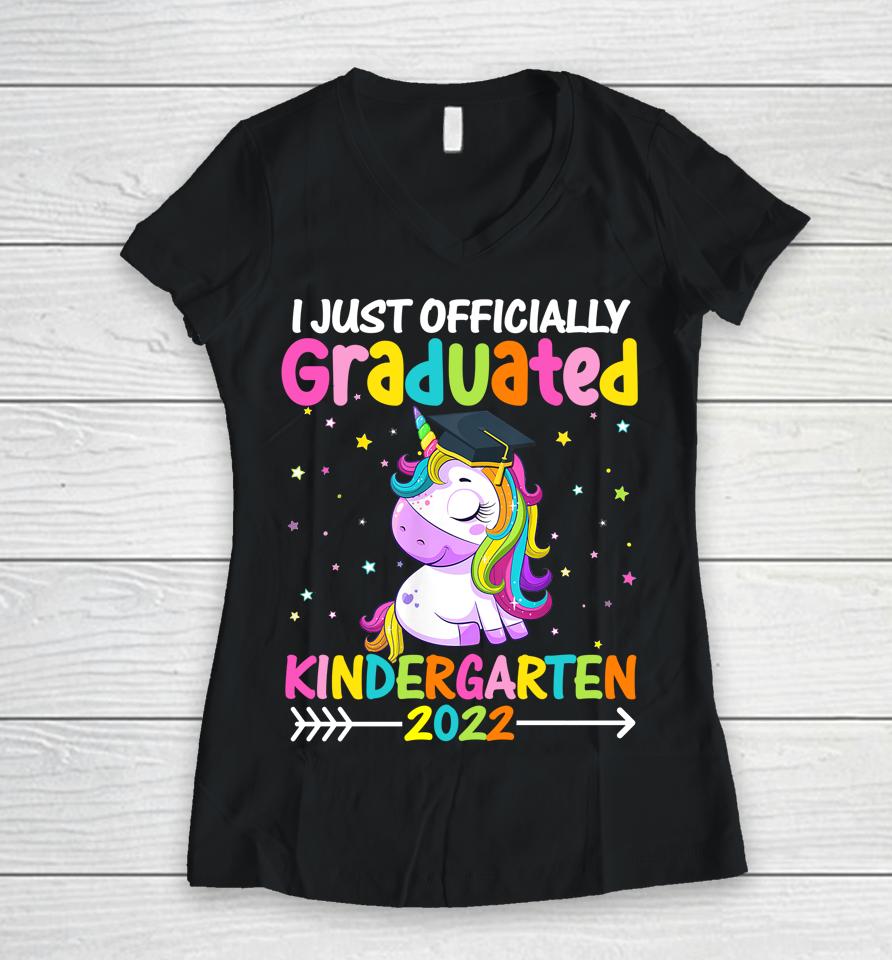 I Officially Graduated Kindergarten Graduation Girls 2022 Women V-Neck T-Shirt