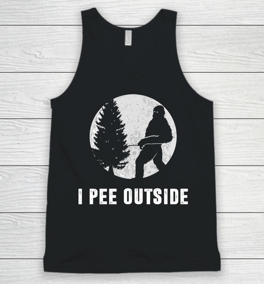 I Pee Outside Adult Humor Funny Sasquatch Bigfoot Camping Unisex Tank Top