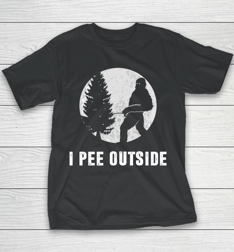 I Pee Outside Adult Humor Funny Sasquatch Bigfoot Camping Youth T-Shirt