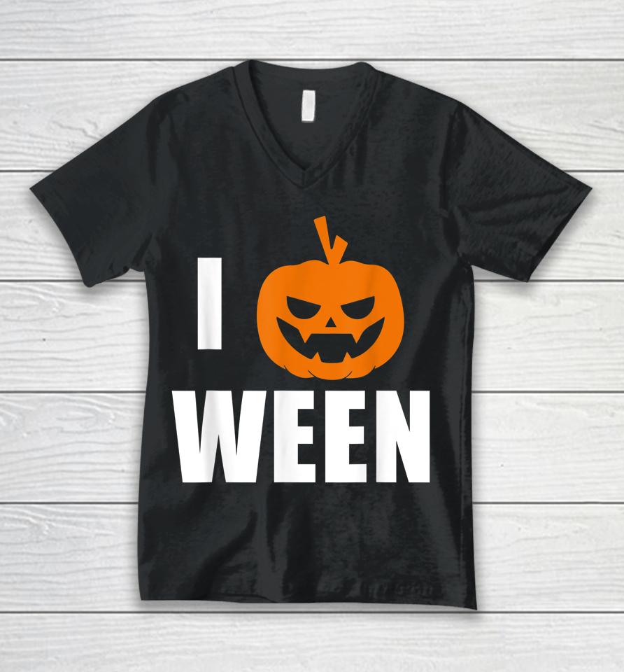 I Pumpkin Ween Halloween Unisex V-Neck T-Shirt