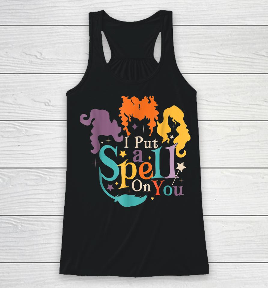 I Put Spell On You Witch Sisters Halloween Racerback Tank