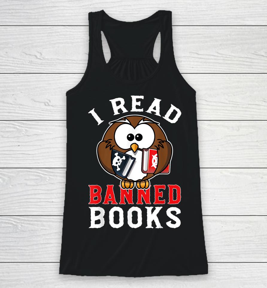 I Read Banned Books Owl Racerback Tank