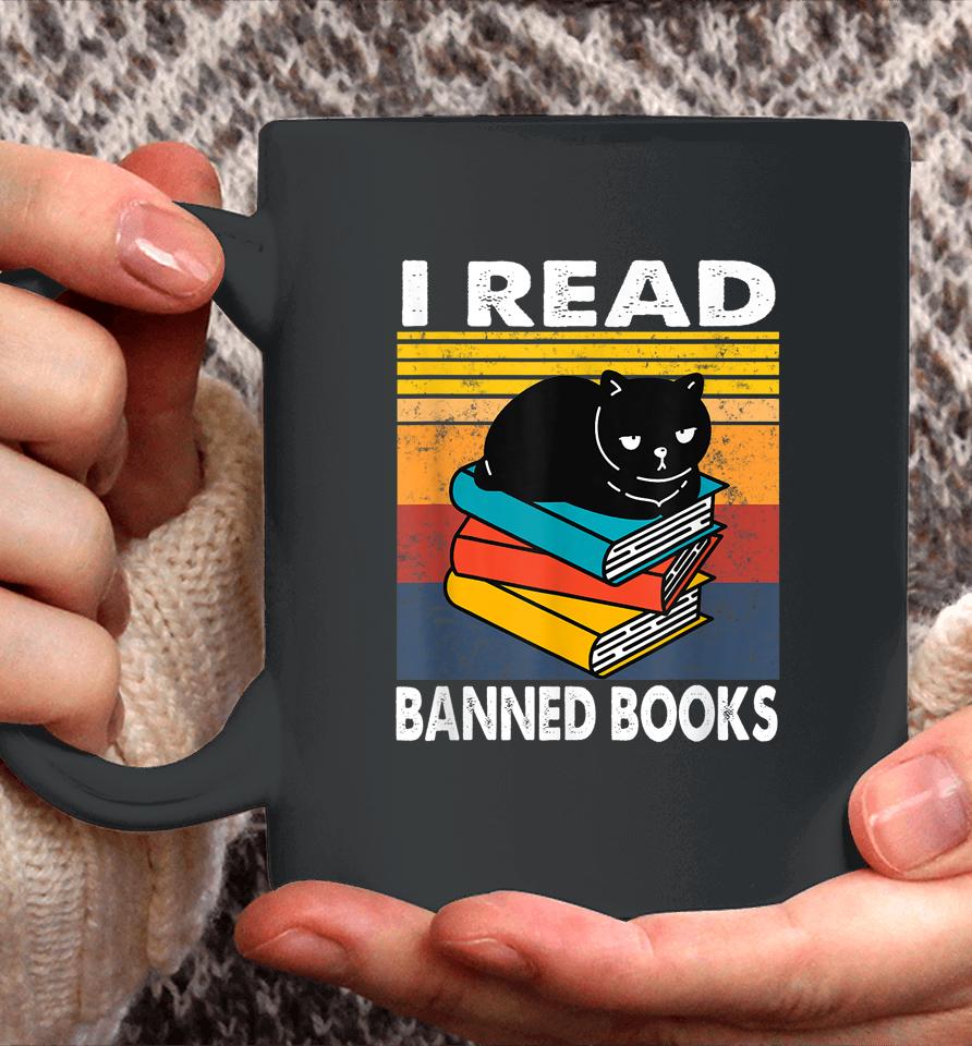 I Read Banned Books T-Shirt Black Cat Reader Bookworm Women Coffee Mug