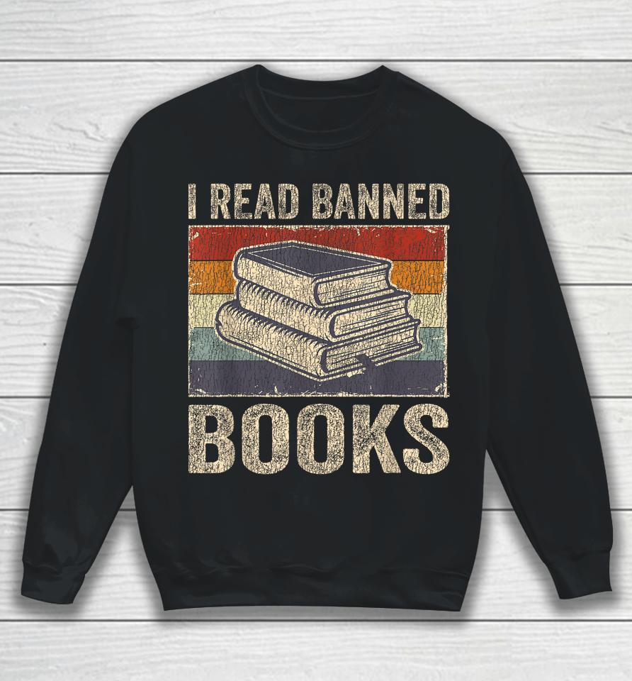 I Read Banned Books Week Librarian Freedom Reader Nerd Men Sweatshirt