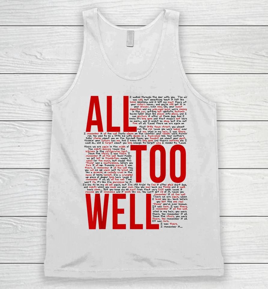 I Remember It All Too Well Unisex Tank Top