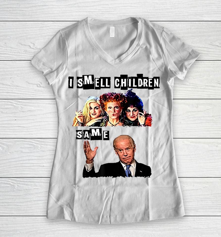I Smell Children Joe Biden Halloween Women V-Neck T-Shirt