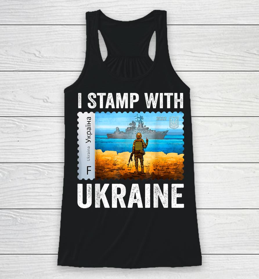 I Stamp With Ukraine Postage Stamp Flag Pride Racerback Tank