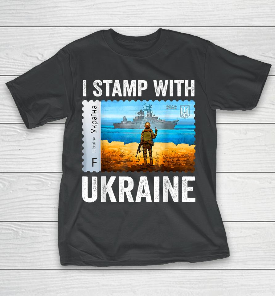 I Stamp With Ukraine Postage Stamp Flag Pride T-Shirt