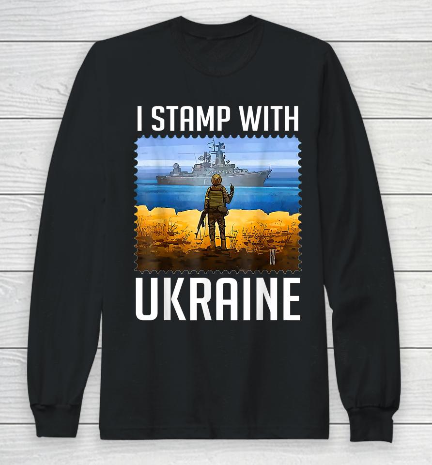 I Stamp With Ukraine Postage Stamp Flag Pride Long Sleeve T-Shirt