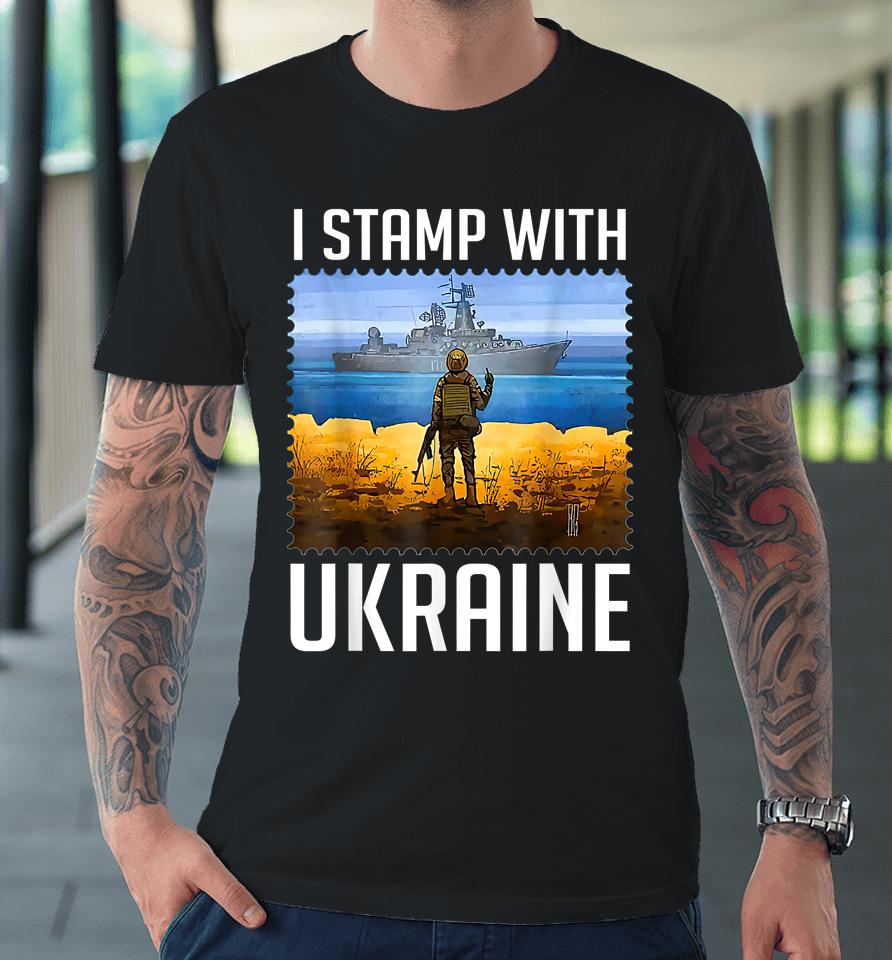 I Stamp With Ukraine Postage Stamp Flag Pride Premium T-Shirt
