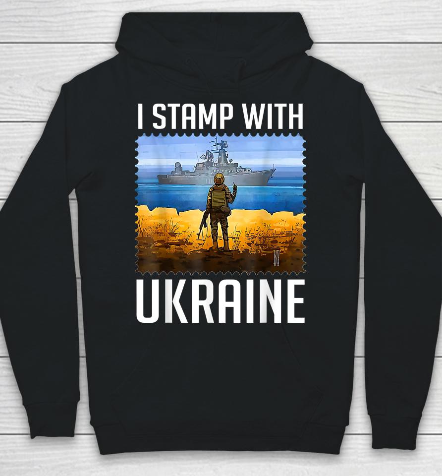 I Stamp With Ukraine Postage Stamp Flag Pride Hoodie